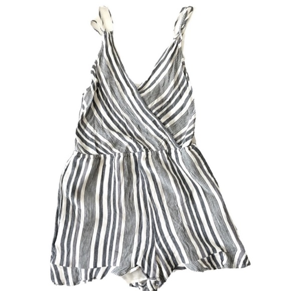 American Eagle Blue & White Striped Open Back Romper - Picture 8 of 10